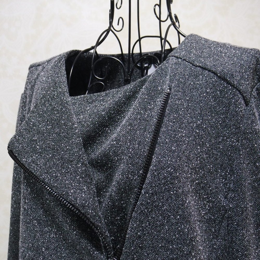 CATHERINE MALANDRINO NWT Grey Gray Marled Moto Zip Jacket